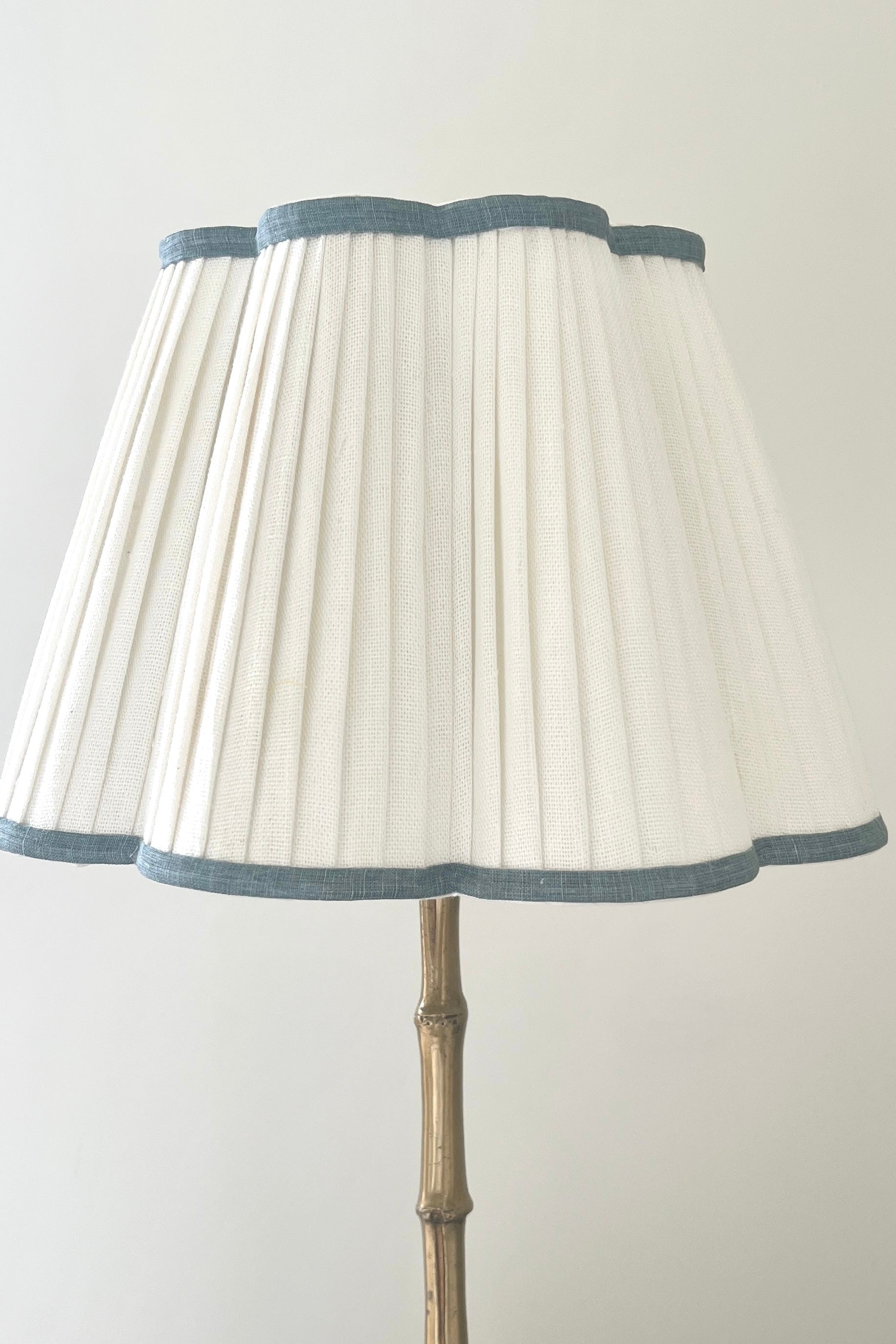 OTTILIE LAMPSHADE WITH SLATE BLUE TRIM - 8 inch and 10 inch