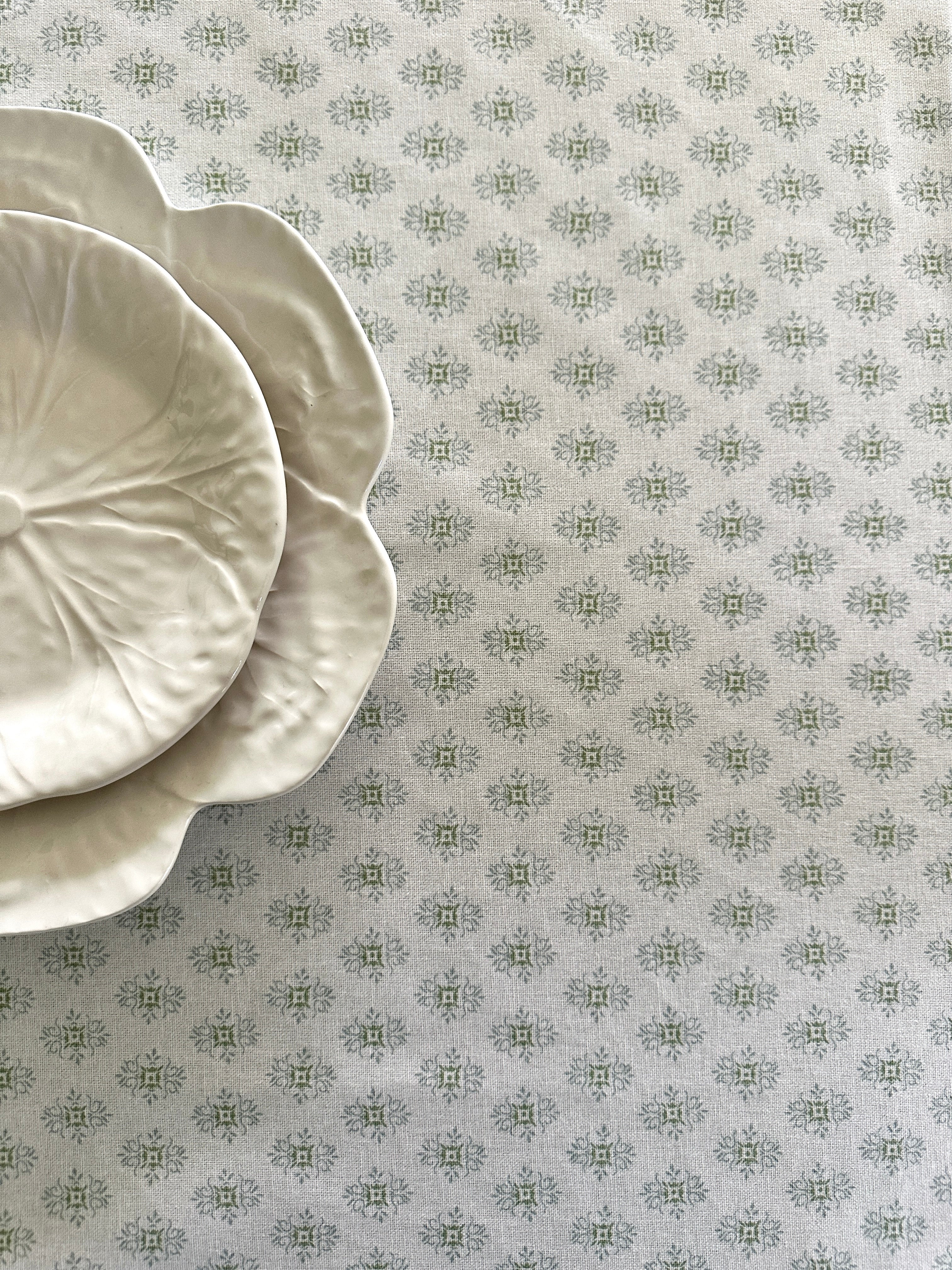ANNABEL OILCLOTH IN SAGE/BLUEBELL - IN FOUR SIZES