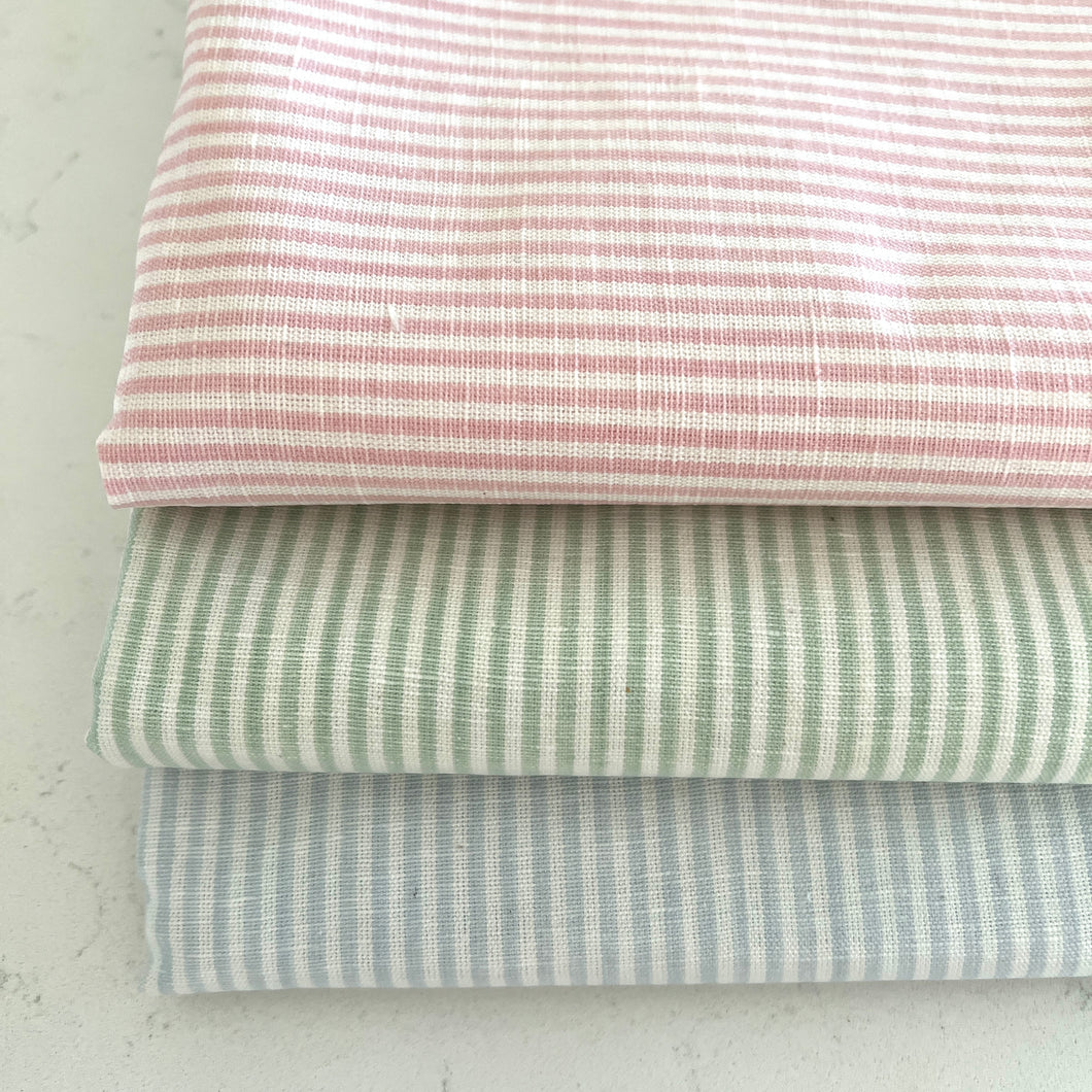 STRIPED OILCLOTH IN SAGE - MEDIUM AND LARGE