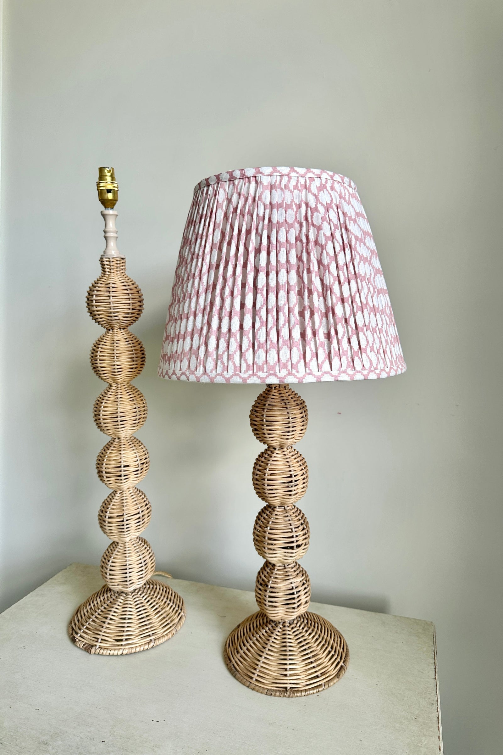 BOBBIN RATTAN LAMP BASE - LARGE AND SMALL