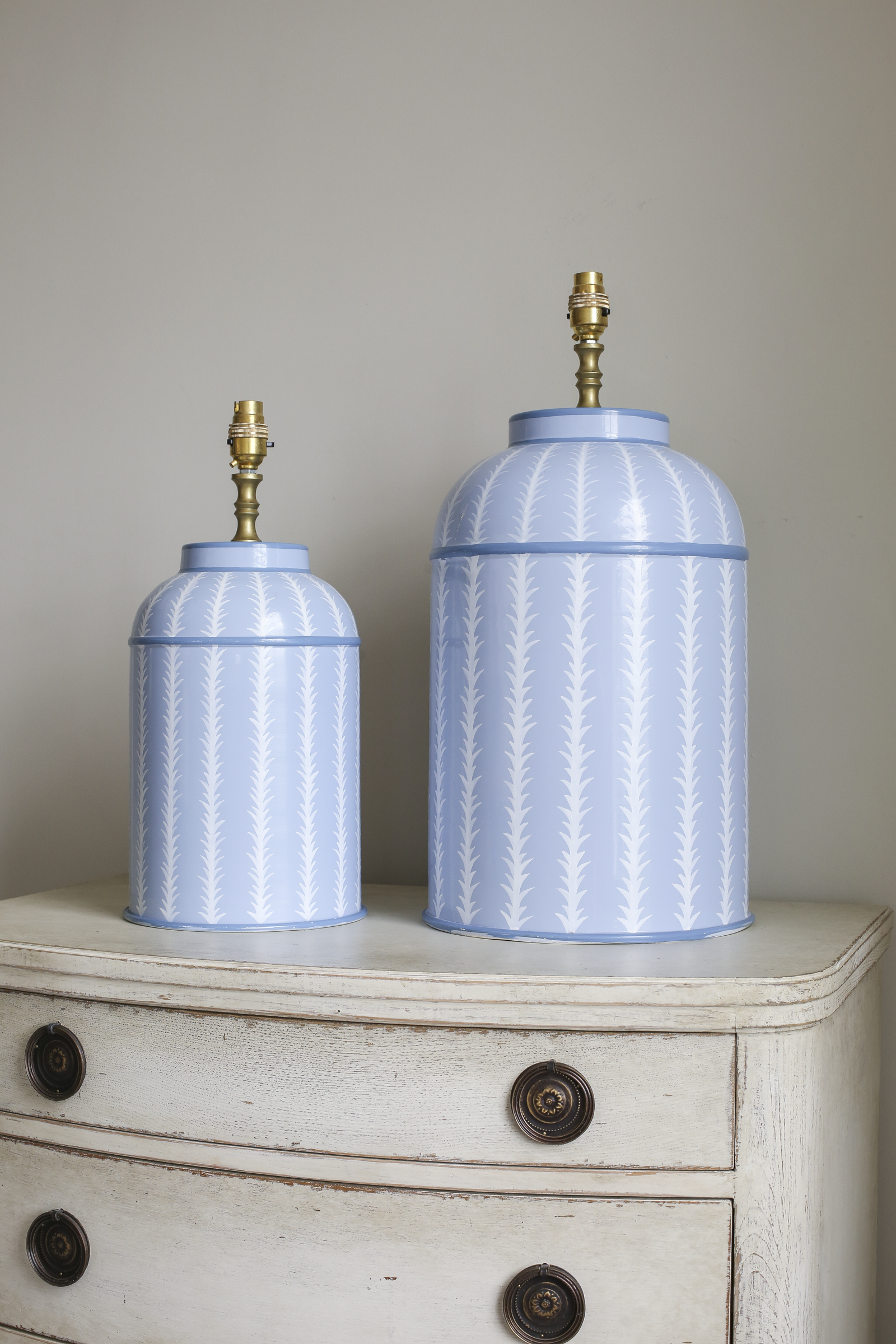 BLUE FERN LAMP BASE - LARGE AND SMALL