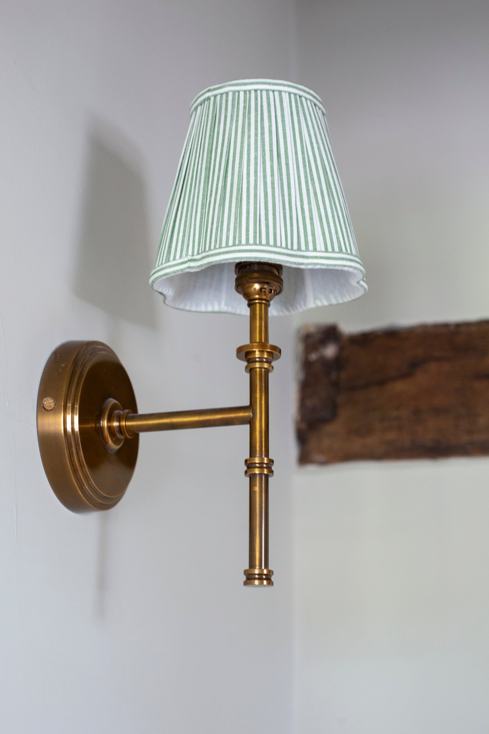 OTTILIE LAMPSHADE IN MOSS STRIPE - CANDLE CLIP