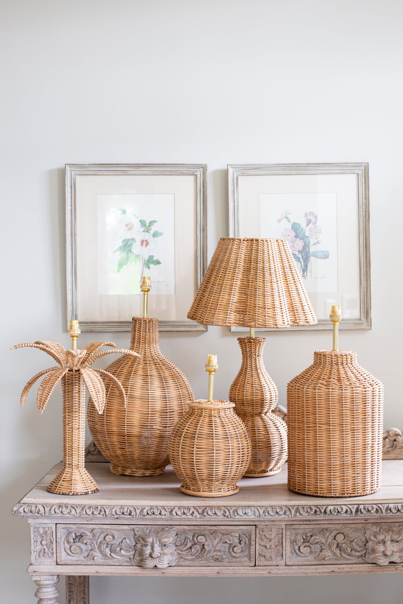 RATTAN PALM TREE LAMP BASE