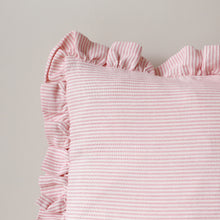 Load image into Gallery viewer, STRIPED RUFFLE CUSHION IN ROSE - OBLONG

