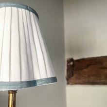 Load image into Gallery viewer, OTTILIE LAMPSHADE WITH SLATE BLUE TRIM - CANDLE CLIP
