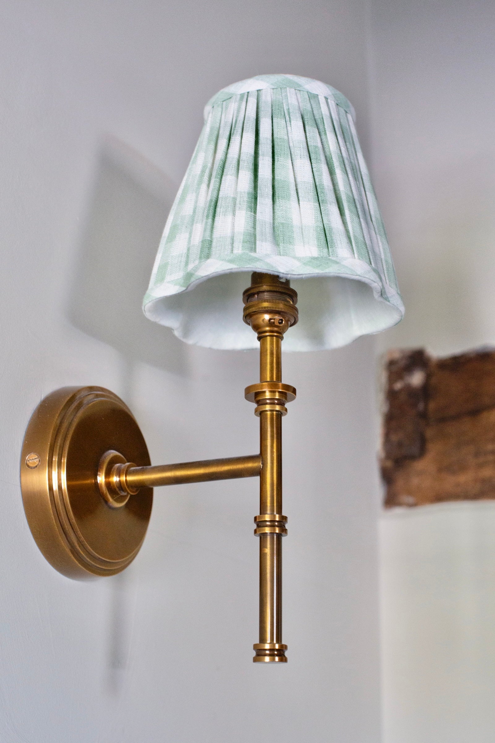 OTTILIE LAMPSHADE IN SAGE CHECK - CANDLE CLIP