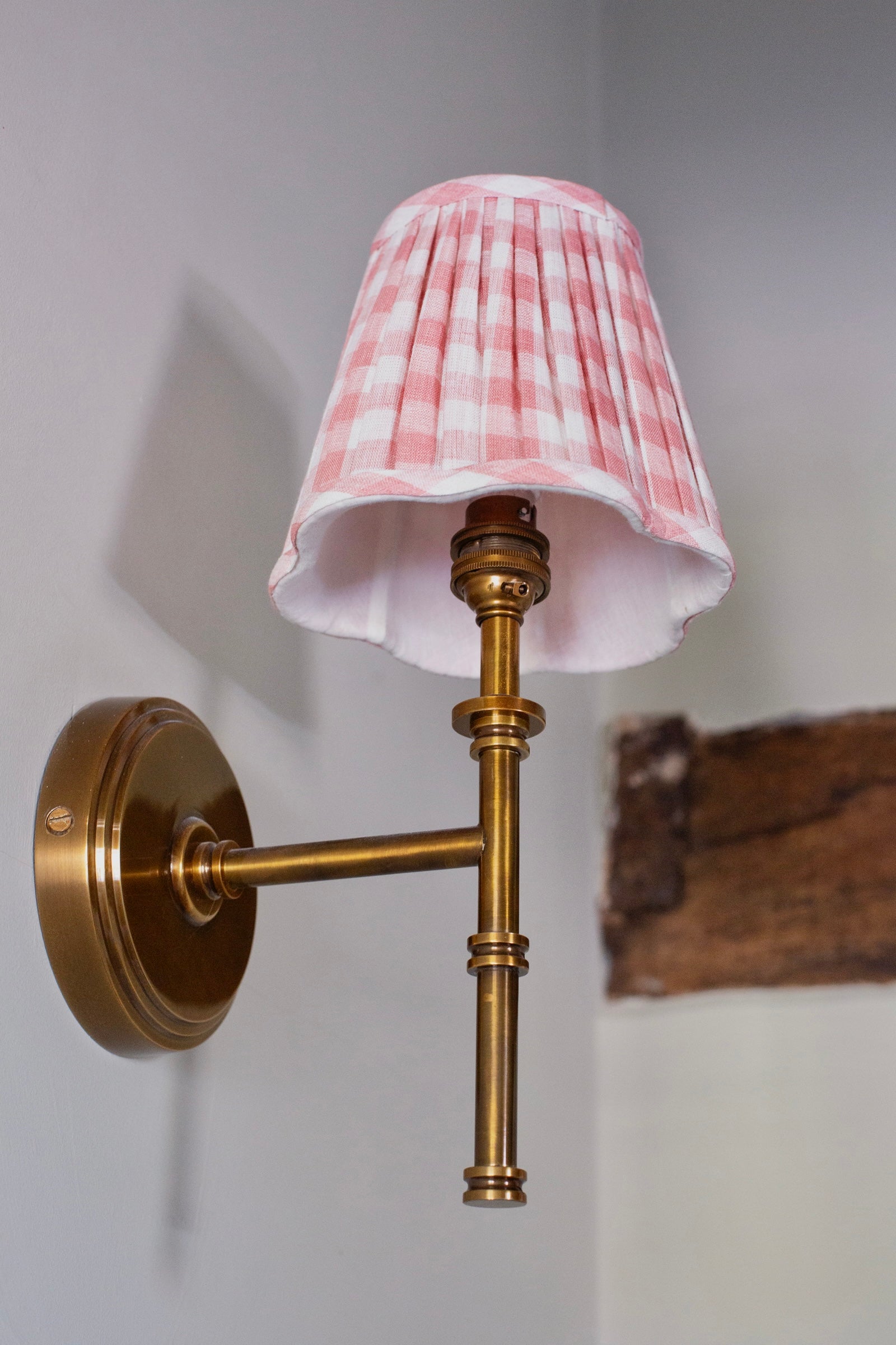 OTTILIE LAMPSHADE IN ROSE CHECK - CANDLE CLIP