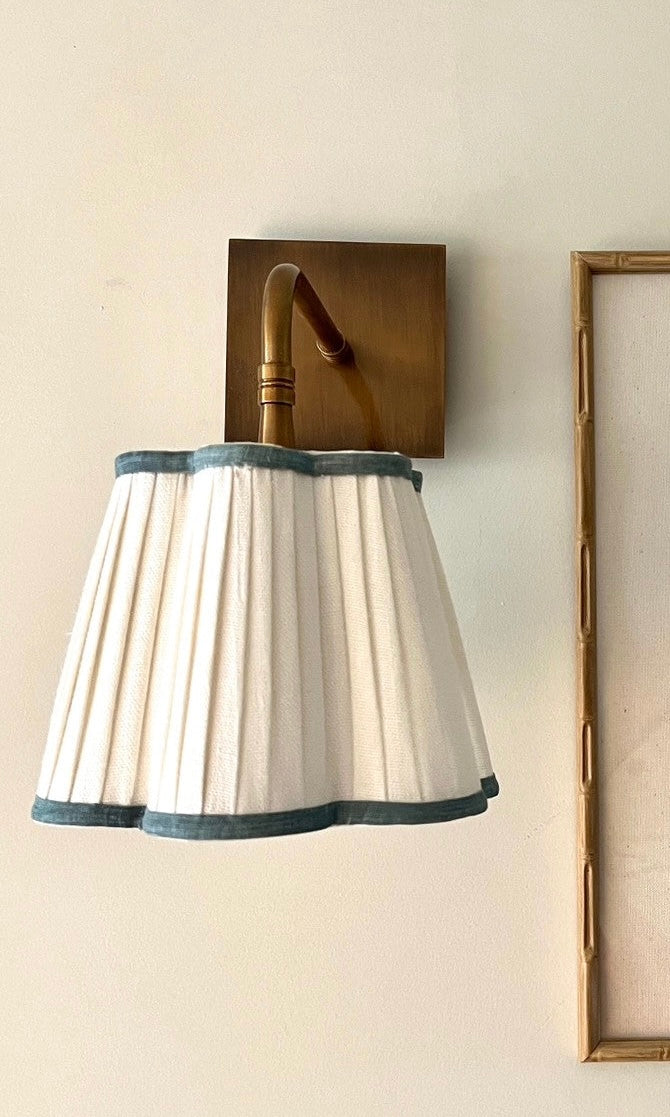 OTTILIE LAMPSHADE WITH SLATE BLUE TRIM - 8 inch and 10 inch