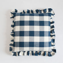 Load image into Gallery viewer, LARGE CHECKED KIT CUSHION - DENIM
