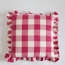 Load image into Gallery viewer, LARGE CHECKED KIT CUSHION - RASPBERRY
