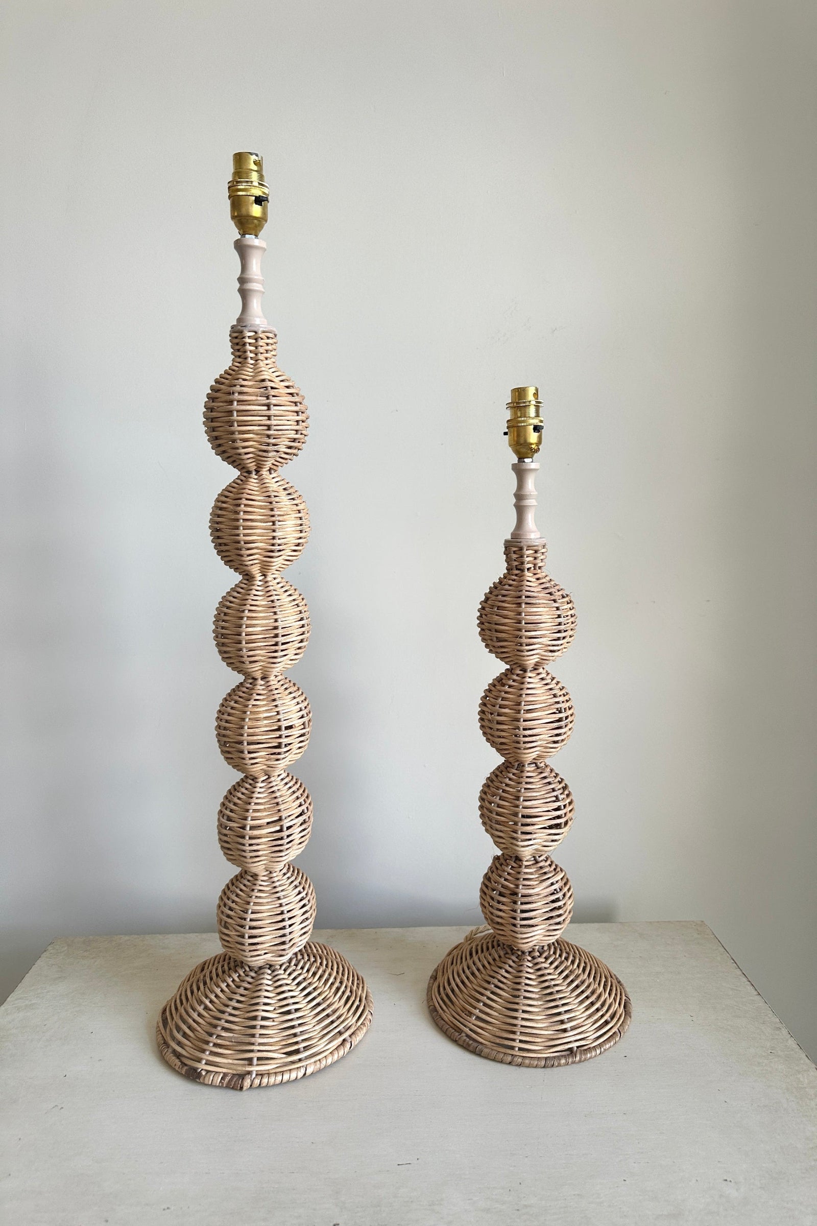 BOBBIN RATTAN LAMP BASE - LARGE AND SMALL