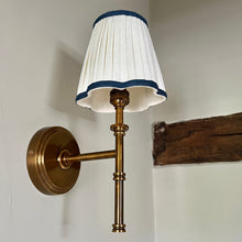 Load image into Gallery viewer, OTTILIE LAMPSHADE WITH NAVY TRIM - CANDLE CLIP
