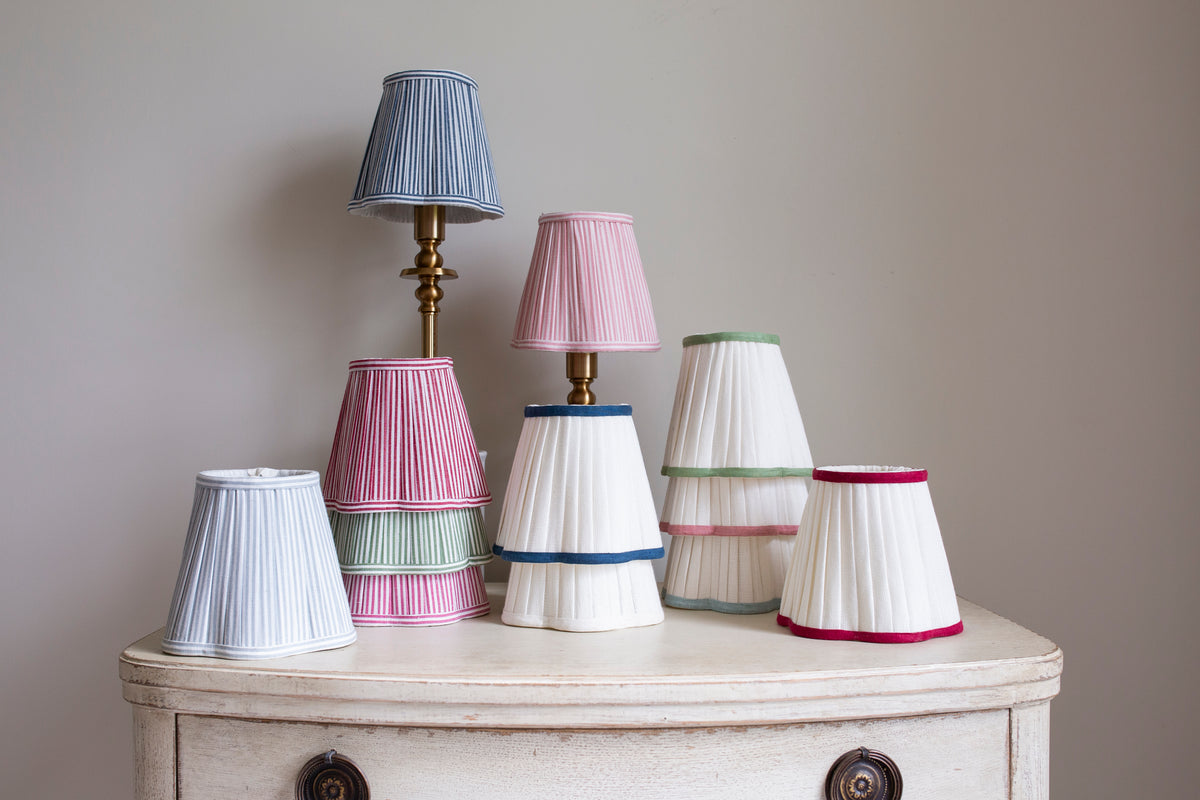 Patton House - linen block printed lampshades, lamps, cushions