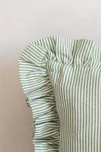 Load image into Gallery viewer, STRIPED RUFFLE CUSHION IN MOSS - SQUARE AND OBLONG
