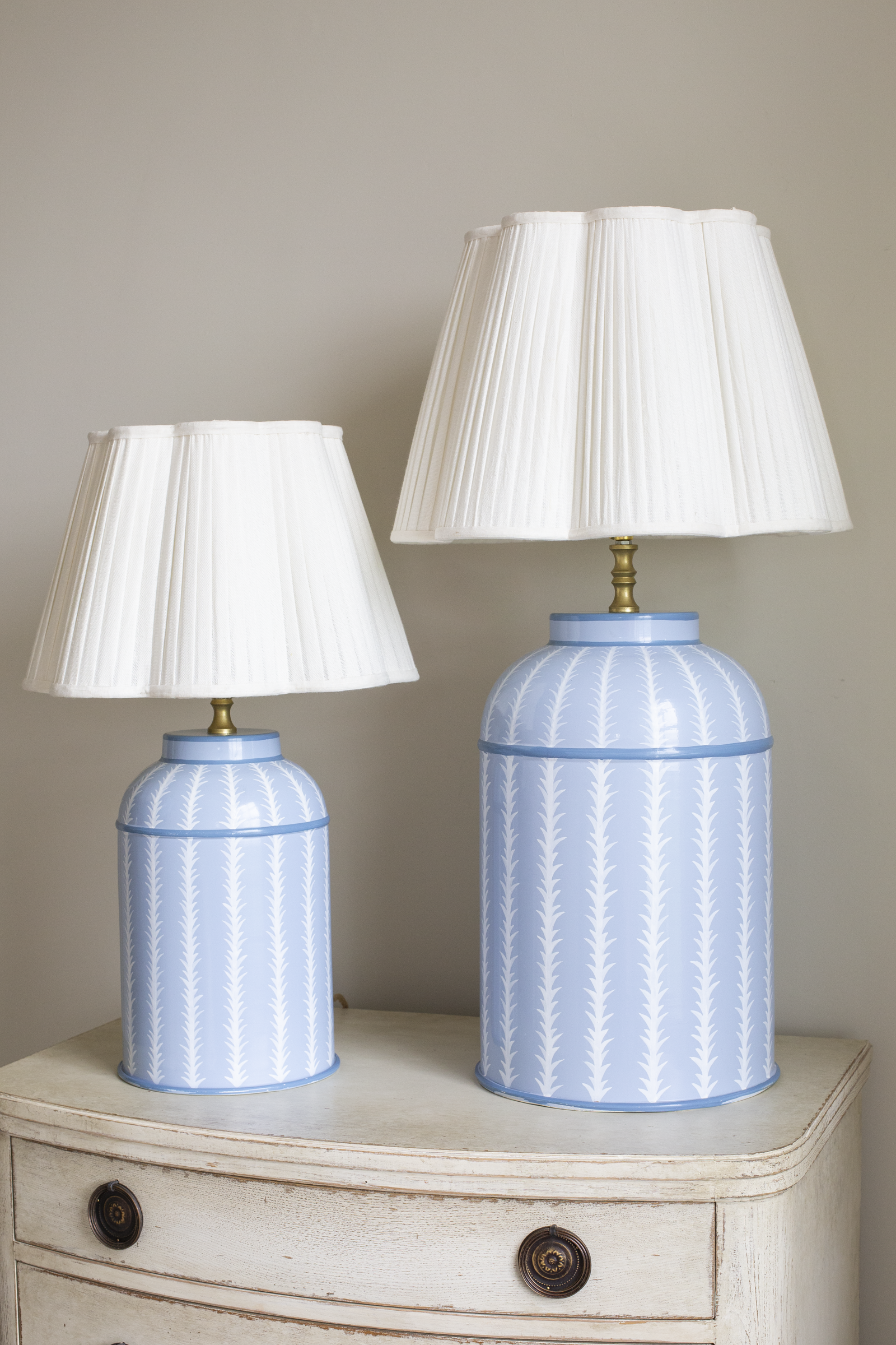 BLUE FERN LAMP BASE - LARGE AND SMALL