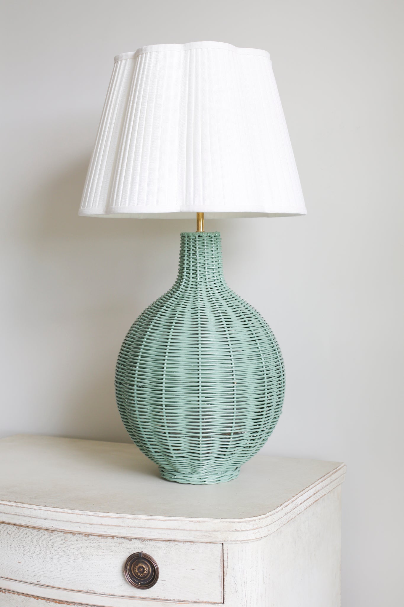 RATTAN GREEN FIG LAMP BASE