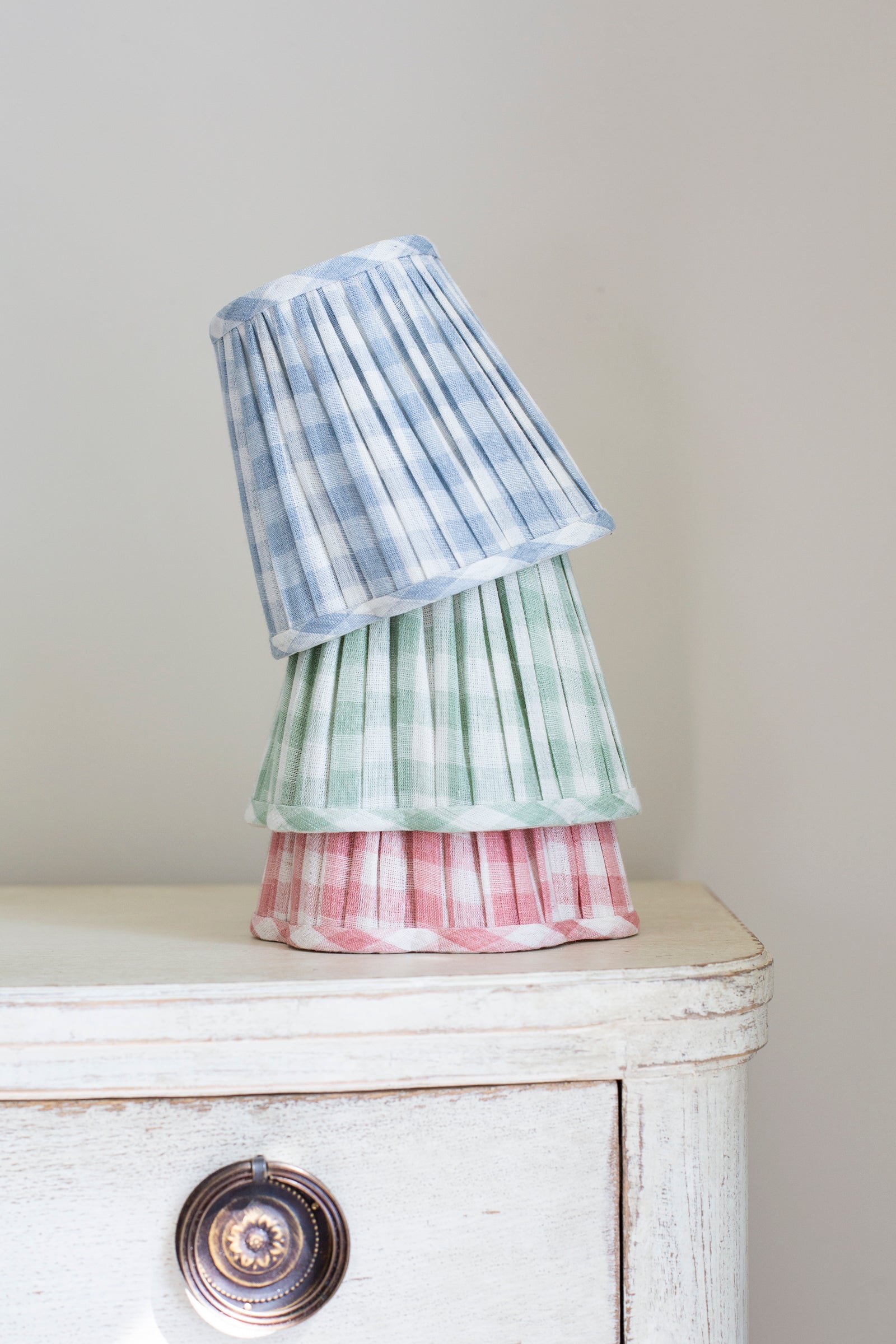 OTTILIE LAMPSHADE IN SAGE CHECK - CANDLE CLIP