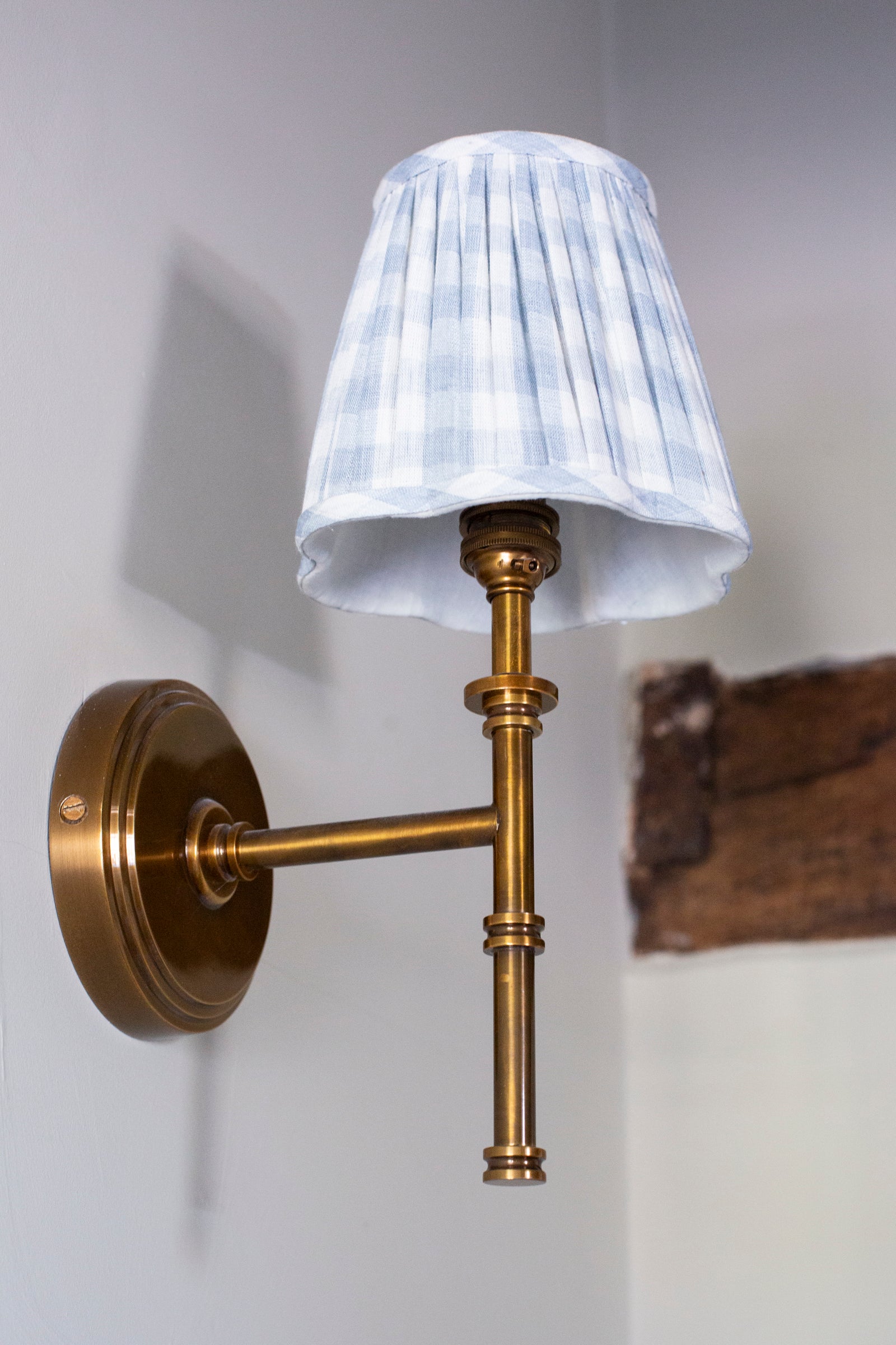 OTTILIE LAMPSHADE IN BLUEBELL CHECK - CANDLE CLIP