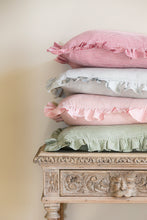 Load image into Gallery viewer, STRIPED RUFFLE CUSHION IN MOSS - SQUARE AND OBLONG
