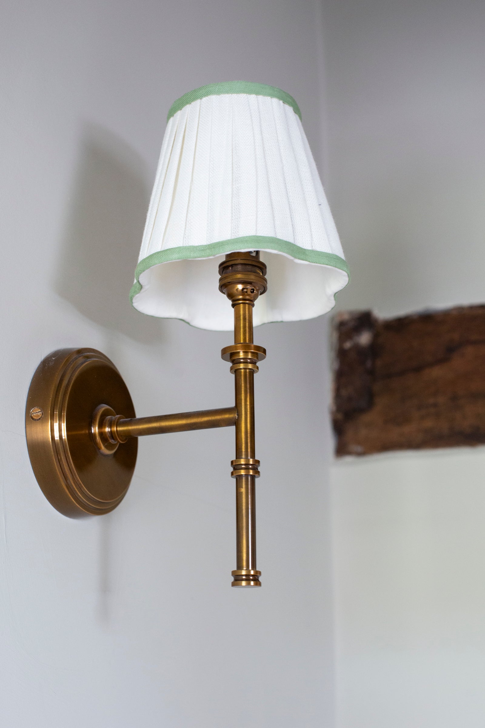 OTTILIE LAMPSHADE WITH SAGE TRIM - CANDLE CLIP