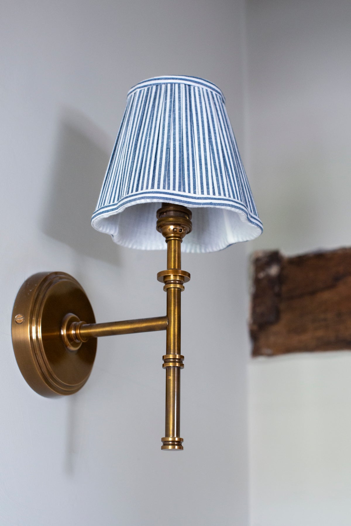 OTTILIE SCALLOPED CANDLE CLIP LAMPSHADE IN NAVY STRIPE