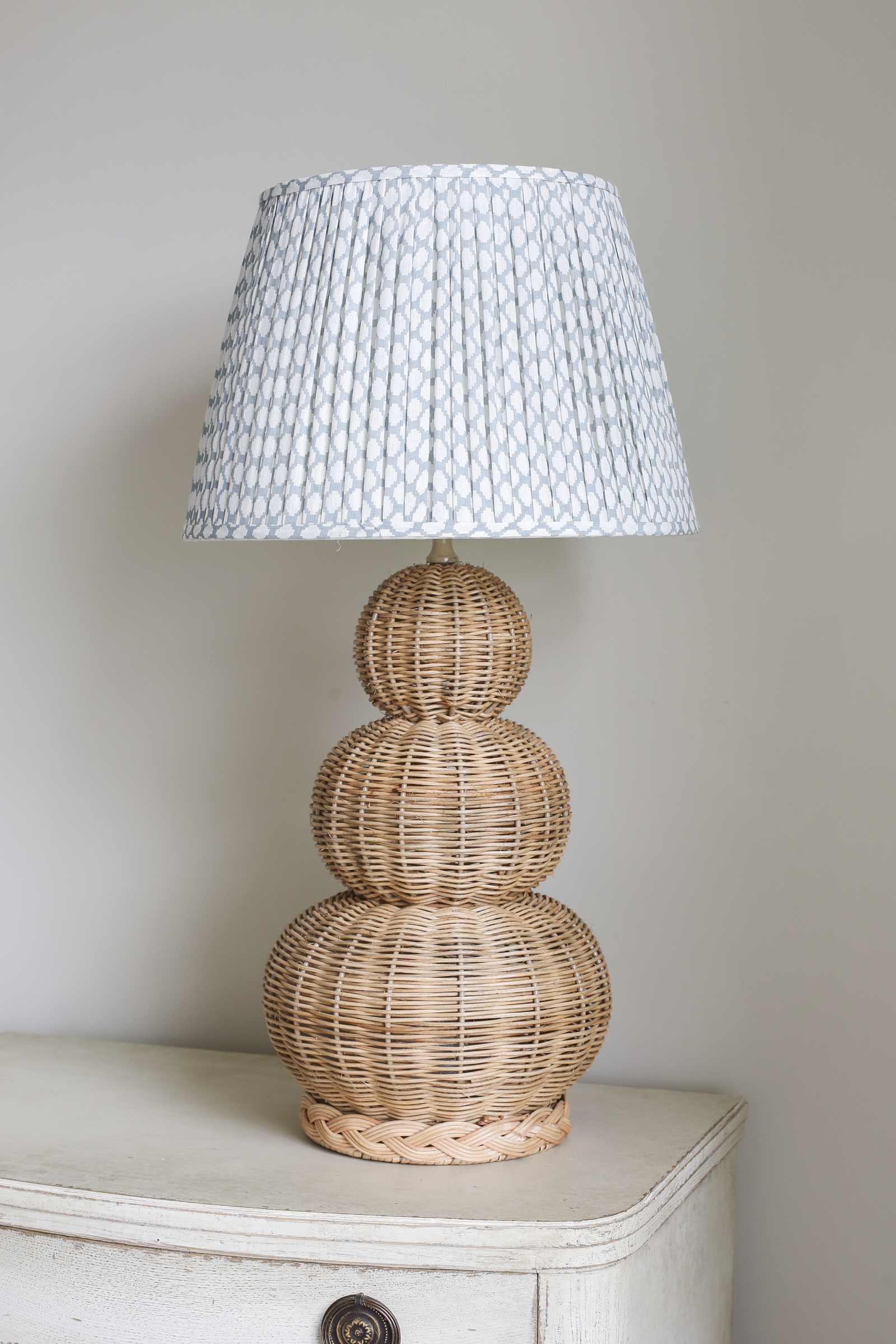 THREE BALL RATTAN LAMP BASE - large and small
