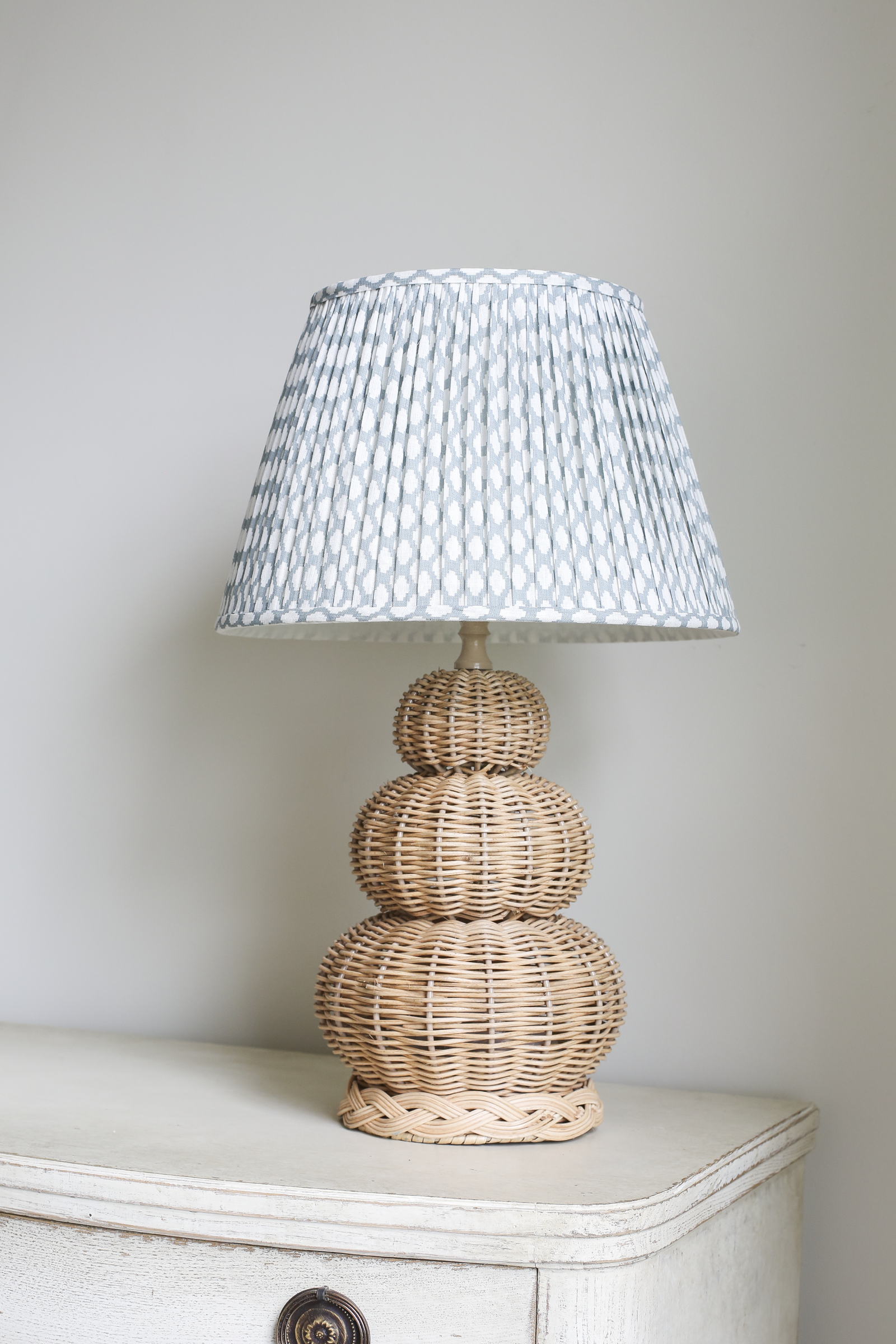 THREE BALL RATTAN LAMP BASE - large and small