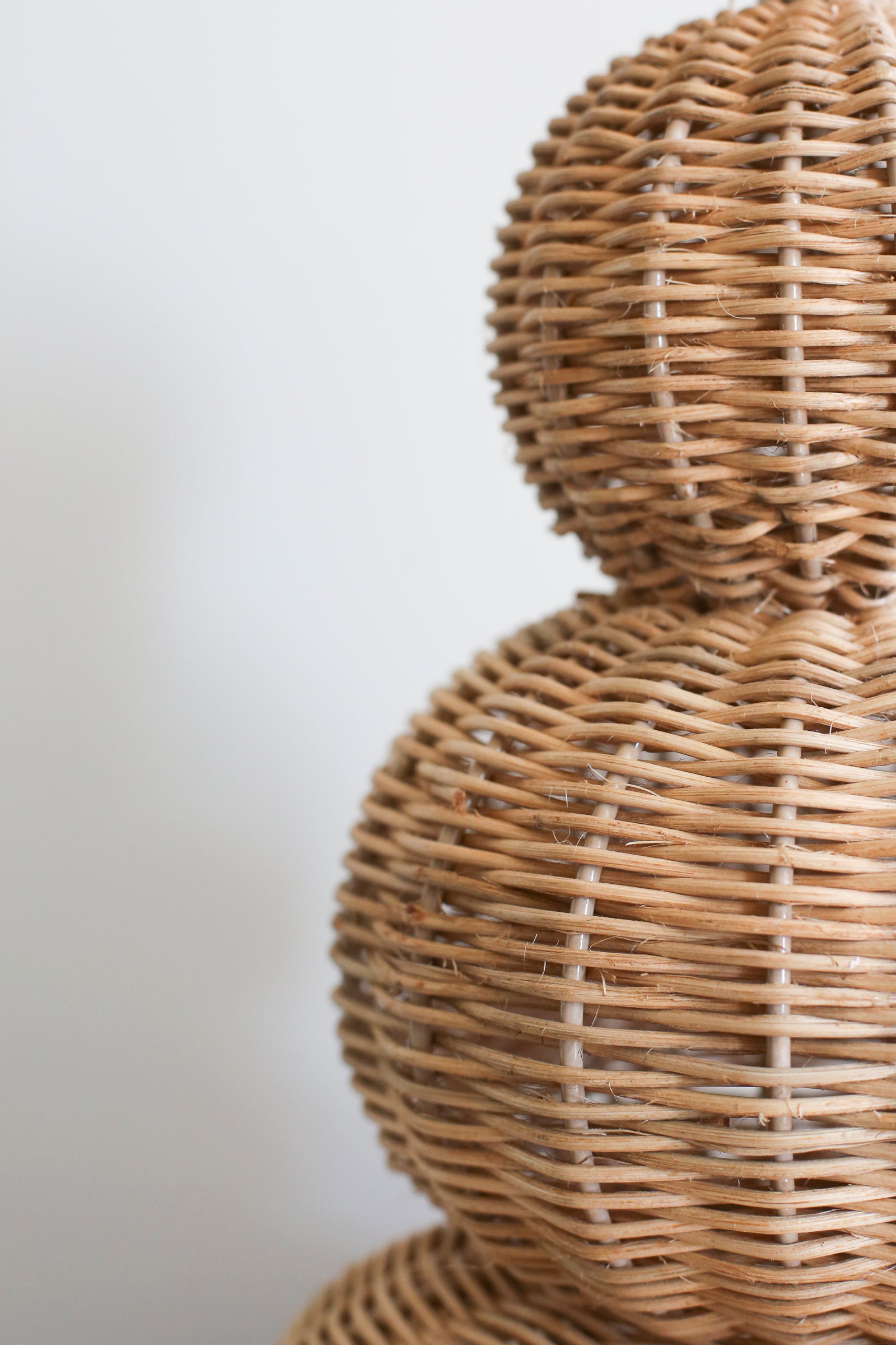 THREE BALL RATTAN LAMP BASE - large and small