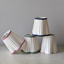 Load image into Gallery viewer, OTTILIE LAMPSHADE WITH SLATE BLUE TRIM - CANDLE CLIP
