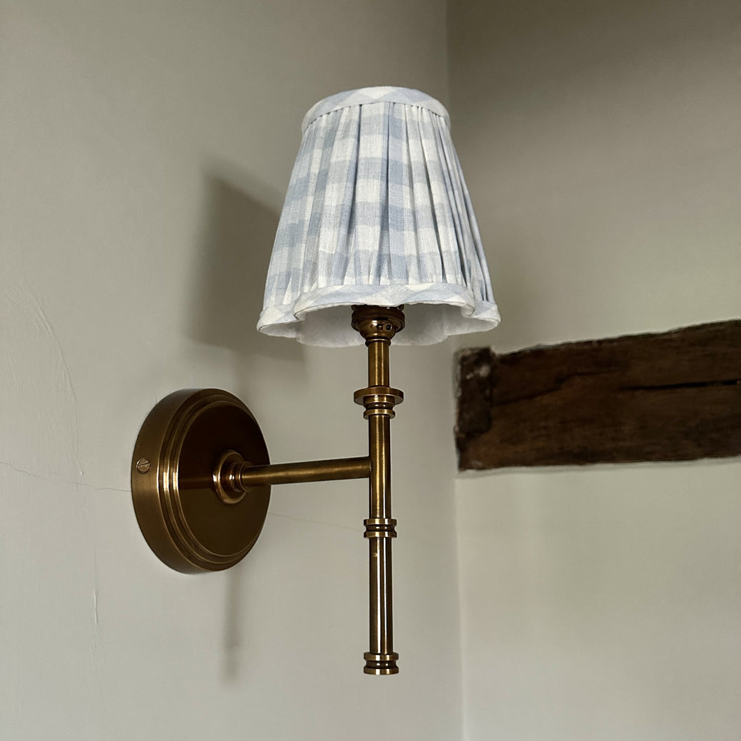 OTTILIE LAMPSHADE IN BLUEBELL CHECK - CANDLE CLIP