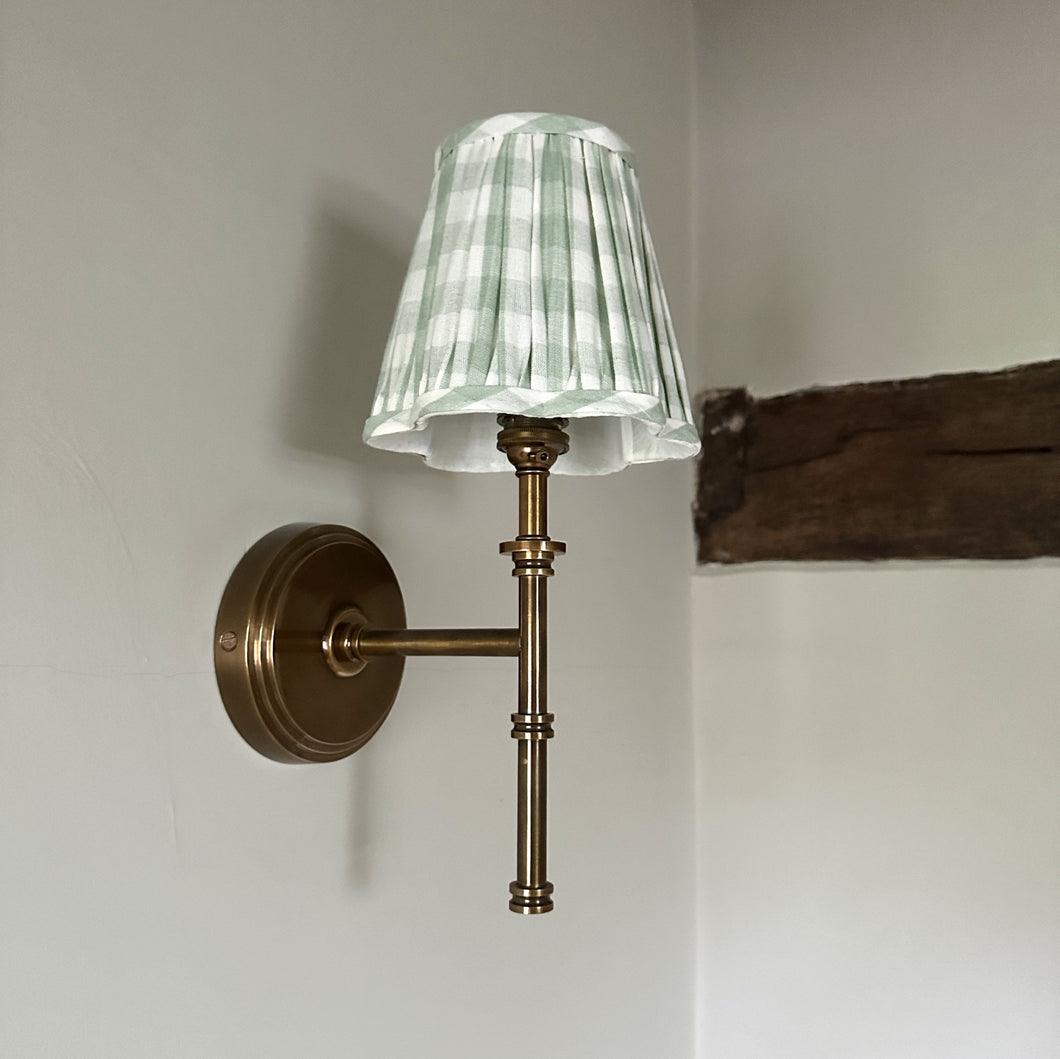 OTTILIE LAMPSHADE IN SAGE CHECK - CANDLE CLIP