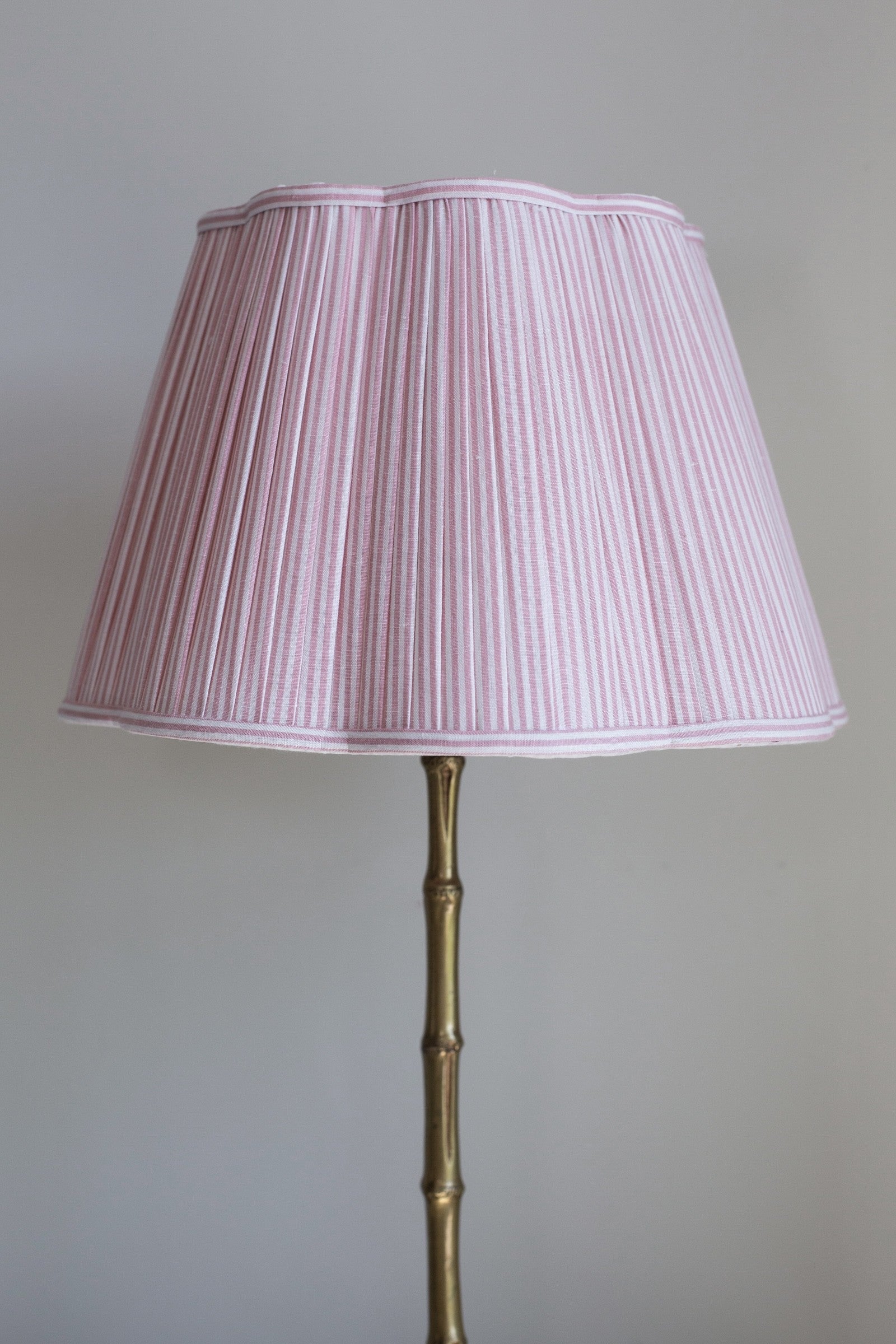 Gathered linen scalloped lampshade in rose pink 